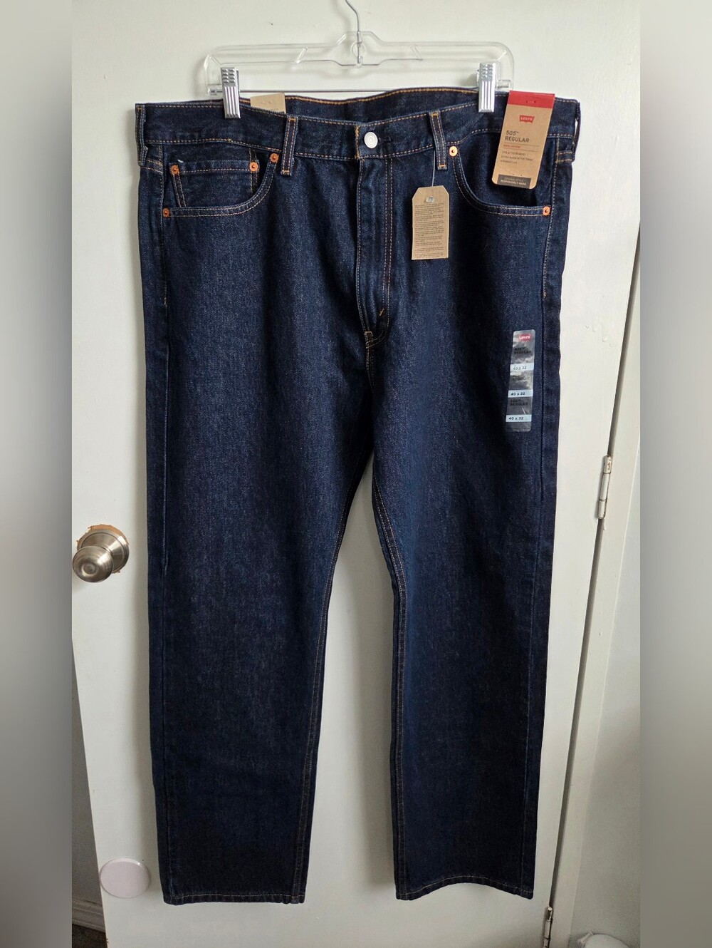 LEVI'S Men's 505 Relaxed Fit Straight Leg Denim Jeans Dark Wash Size 40x32 NEW
